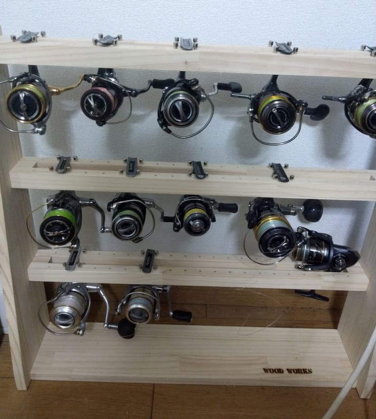 スピニングリールの収納に良し！WOOD WORKSのリールラックを買ってみた。